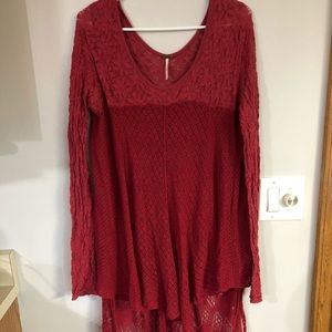 Free people lace hi low tunic top